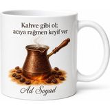 Tupya Gift Kumda Kahve Yapanlara Türk Kahvesi Bakır Cezve Kupa Bardak Hediye - Adet - Beyaz