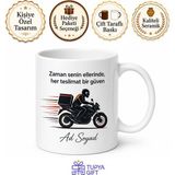Tupya Gift Kurye Motosiklet Paket Teslimat Kargo Hızı Temalı Baskılı Porselen Kupa Bardak Hediye - Adet - Beyaz