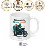 Tupya Gift Kuryeye Hediye Paket Taşıma Motosiklet Teslimat Süresi Temalı Baskılı Porselen Kupa Bardak - Adet - Beyaz