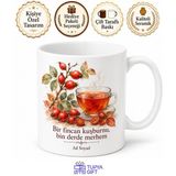 Tupya Gift Kuşburnu Çayı Temalı Baskılı Kupa Bardak Hediye Porselen Çay Severlere Özel