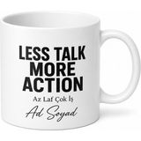 Tupya Gift Less Talk More Action Yazılı Az Laf Çok Iş Ingilizce Kahve Kupası Hediye - Adet - Beyaz