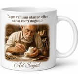 Tupya Gift Lületaşı Oymacısı Eskişehir Pipo Ustası Özel Tasarım Kahve Kupası Hediye Bardak - Adet - Beyaz