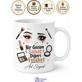 Tupya Gift Makyaj Eyeliner Çekme Çabası Kontür Hatası Komik Baskılı Kupa Bardak Hediye - Adet - Beyaz