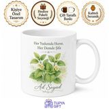Tupya Gift Melisa Çayı Temalı Baskılı Kupa Bardak Hediye Özel Tasarım Porselen Mug