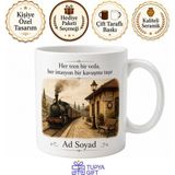 Tupya Gift Memleket Tren Istasyonu Temalı Baskılı Kupa Bardak Nostaljik Hediye - Adet - Beyaz