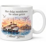 Tupya Gift Memleket Vapuru Temalı Baskılı Kupa Bardak Nostaljik Hediye Porselen Mug - Adet - Beyaz