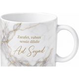 Tupya Gift Mermer Desenli Altın Yaldızlı Isme Özel Kadın Hediyelik Kupa Bardak Hediye - Adet - Beyaz