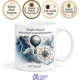 Tupya Gift Meteoroloğa Hediye Fırtına Takibi Rüzgar Gülü Hava Olayları Baskılı Porselen Kupa Bardak - Adet - Beyaz