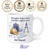 Tupya Gift Mühendis Baret Proje Çizimi Hesaplama İnovatif Çözüm Kupa Bardak Hediye