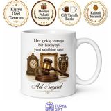 Tupya Gift Müzayede Yöneticisine Hediye Antika Çekiç Müzayede Salonu Temalı Porselen Kupa Bardak - Adet - Beyaz