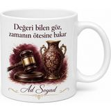 Tupya Gift Müzayede Yöneticisine Hediye Antika Çekiç Vuran Özel Tasarım Baskılı Porselen Kupa Bardak - Adet - Beyaz