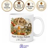 Tupya Gift Niğde Gümüşler Manastırı Tyana Antik Kenti Roma Havuzu Elma Diyarı Gazozu Kupa Bardak Hediye - Adet - Beyaz