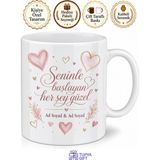 Tupya Gift Nişan Tepsisi Yanına Isimli Romantik Kupa Bardak Seti Nişan Hediye Kupa - Adet - Beyaz