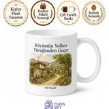 Tupya Gift Nostaljik Köy Temalı Baskılı Kupa Bardak Özel Tasarım Hediye - Adet - Beyaz