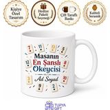 Tupya Gift Okey Masasında Ikili Gidenlere Taş Atan Şanslı Okeyci Kupa Bardak Hediye - Adet - Beyaz