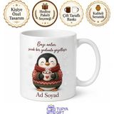 Tupya Gift Örgü Kazak Giyen Penguen Kış Kupası Sıcacık Çay Bardağı Hediye Kupa - Adet - Beyaz