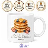 Tupya Gift Pancake Temalı Baskılı Kupa Bardak Hediye Kahvaltı Severler İçin Özel Tasarım