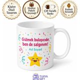 Tupya Gift Partinin Yıldızı Kahkaha Makinesi Kupa Bardak Neşeli Hediye Eğlenceli Kupa - Adet - Beyaz