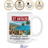 Tupya Gift Plakalı Antalya Temalı Baskılı Kupa Bardak Antalya Hatırası Hediye - Adet - Beyaz