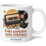 Tupya Gift Retro Nostalji Kupa Kasetçalar Atari Salonu Eski Şarkılar Özel Tasarım Hediye Bardak - Adet - Beyaz
