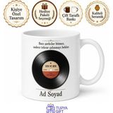 Tupya Gift Retro Vinil Plak Görseli ve Şarkı Isimli Nostaljik Kupa Bardak Hediye - Adet - Beyaz