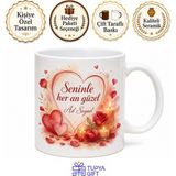 Tupya Gift Romantik Kalp Motifli Gül Yaprakları Mum Işığı Aşk Kupası Hediye Bardak - Adet - Beyaz