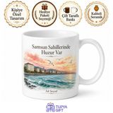 Tupya Gift Samsun Sahil Şehri Baskılı Kupa Bardak Hediye Porselen Mug