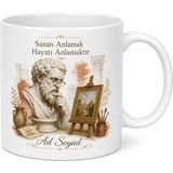 Tupya Gift Sanat Tarihi Ünlü Tablolar Rönesans Esprili Heykel Sanatı Eleştirmeni Kupa Bardak Hediye - Adet - Beyaz