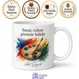 Tupya Gift Sanatçı Ruhlu Ressam Çizere Renk Paleti Fırça Darbesi Tuval Kupa Bardak Hediye - Adet - Beyaz