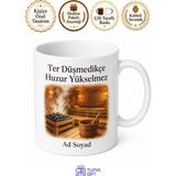 Tupya Gift Sauna Giren Terleyenlere Ahşap Sauna Odası Sıcak Buhar Ter Atma Rahatlama Kupa Hediye - Adet - Beyaz
