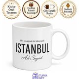 Tupya Gift Şehir Ismi Büyük Yazılı Kupa Bardak Özel Tasarım Hediye Porselen Mug - Adet - Beyaz