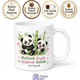 Tupya Gift Sevimli Panda Desenli Eğlenceli ve Renkli Seramik Kupa Bardak Hediye - Adet - Beyaz