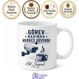 Tupya Gift Site Güvenliği Gelen Giden Kontrolü Kamera Takibi Çay Molası Kupa Bardak Hediye - Adet - Beyaz
