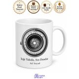Tupya Gift Siyah Beyaz Analog Fotoğraf Makinesi Lens Görünümlü Kupa Bardak Hediye