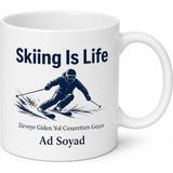 Tupya Gift Skiing Is Life Yazılı Kayak Hayattır Diyenlere Ingilizce Çay Kupası Hediye - Adet - Beyaz