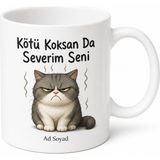 Tupya Gift Smelly Cat Baskılı Kötü Kokan Kedi Kupa Bardak Komik Kedi Hediye - Adet - Beyaz