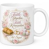 Tupya Gift Söz Kesmeye Gelenlere Tatlı Yiyelim Tatlı Konuşalım Hatıra Kupa Bardak Hediye - Adet - Beyaz