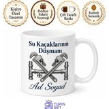 Tupya Gift Su Tesisatçısı Su Kaçaklarının Düşmanı Çay Kupası Hediye Bardak - Adet - Beyaz