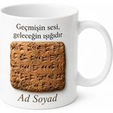Tupya Gift Sümeroloğa Hediye Kil Tablet Görünümlü Antik Çay Kupası Özel Tasarım Bardak - Adet - Beyaz
