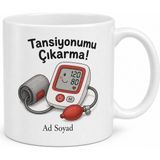 Tupya Gift Tansiyon Aleti Çizimli Tansiyonumu Çıkarma Esprili Anne Kupası Hediye Bardak - Adet - Beyaz