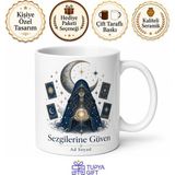 Tupya Gift Tarot Kartları Ay Çizimli Sezgileri Güçlü Gizemli Karakter Kupa Bardak Hediye - Adet - Beyaz