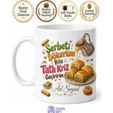Tupya Gift Tatlıcıya Hediye Fıstıklı Baklava Şerbet Tatlı Krizi Kupa Bardak Özel Tasarım - Adet - Beyaz