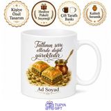 Tupya Gift Tatlıcıya Hediye Fıstıklı Lezzet Baklava Gaziantep Tatlısı Temalı Porselen Kupa Bardak