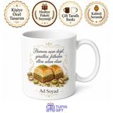 Tupya Gift Tatlıcıya Hediye Fıstıklı Lezzet Baklava Temalı Baskılı Porselen Kupa Bardak