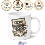 Tupya Gift Teyp Kaseti Kalem Çizimli Sarma Derdi Nostaljik 90LAR Kupa Bardak Hediye - Adet - Beyaz