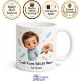 Tupya Gift Tırnak Kesmeyi Sevmeyen Çocuklara Tırnak Makası Mücadelesi Bakım Vakti Kupa Bardak Hediye - Adet - Beyaz