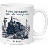 Tupya Gift Tren Makinistine Rayların Sesi Hız Sınırı Makas Değişimi Demir Yolları Kupa Hediye - Adet - Beyaz