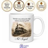 Tupya Gift Tren Sevdalılarına Nostaljik Buharlı Tren Baskılı Kupa Bardak Hediye - Adet - Beyaz