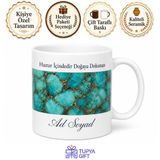 Tupya Gift Turkuaz Taşı Deseni Baskılı Kupa Bardak Özel Tasarım Hediye Porselen Mug