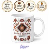 Tupya Gift Uşak Eşme Kilimi Dokuma Sanatı Yöresel Motif Tarhanası Baskılı Kupa Bardak Hediye